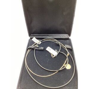 Milor 14k Gold Findings PLUS Genuine Leather w 925 ends Necklace Estate Find